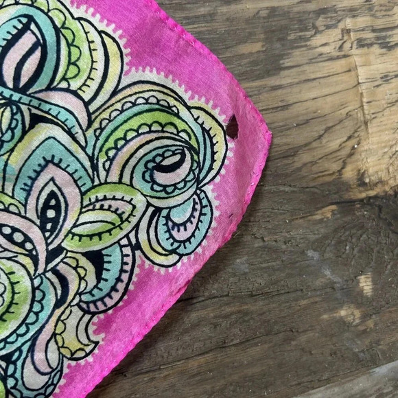 Vintage 100% Silk Snake Charmer Indian Dancers Square Scarf With Damage - Picture 7 of 11